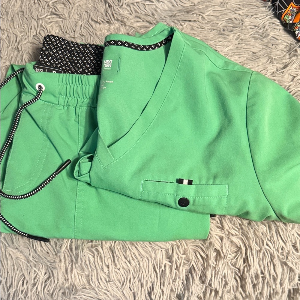 Koi Green Scrub Set with Black Accents